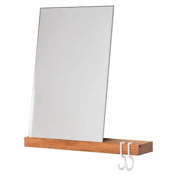 Figr1 Wooden Wall Shelf Surface 30 Jatoba - Reflector Rectangle Blanc - Metal hooks white