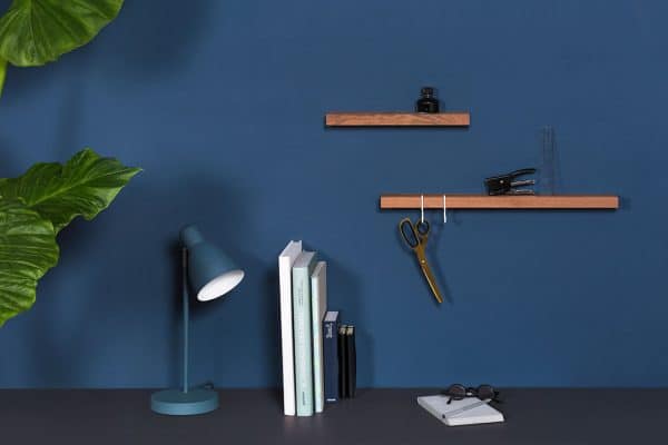 Figr1 Wooden Wall Shelfs Surface 30&50 Jatoba - Metal hooks white - Setting